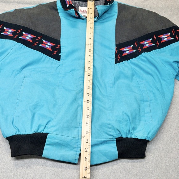 VTG USA Made Saddlebrook Western Wear Aztec Navajo Blanket Lined Jacket Size L - Picture 10 of 13